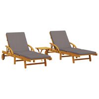 vidaXL Sun Loungers 2 pcs with Table Solid Wood Acacia