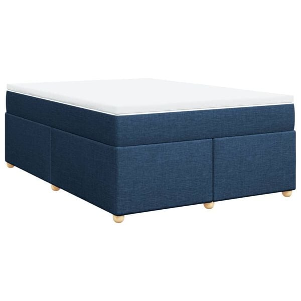 vidaXL Box Spring Bed with Mattress Blue 140x200 cm Fabric