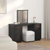 vidaXL Dressing Table Set with a Mirror Black Solid Wood Pine