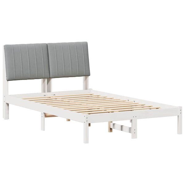 vidaXL Bed Frame with Headboard White 120 x 190 cm Solid Pine Wood
