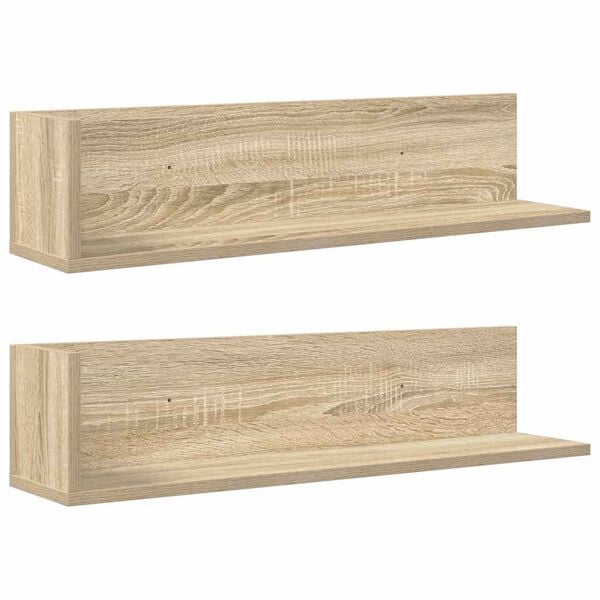 vidaXL Wall Shelves 2 pcs Sonoma Oak 75x16.5x16.5 cm Engineered Wood