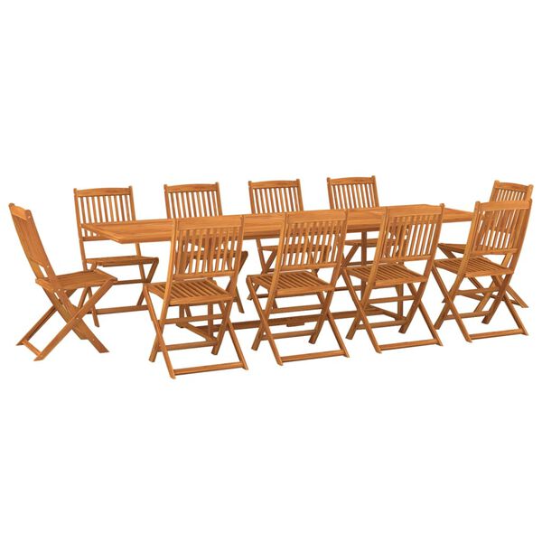 vidaXL 11 Piece Garden Dining Set 280x90x75 cm Solid Wood Acacia