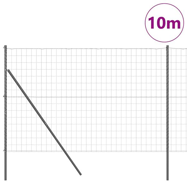 vidaXL Fence with Post Grey 1.6 x 10 m Steel and PVC