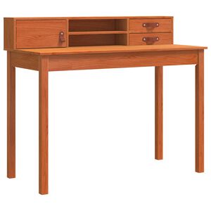 vidaXL Desk with Drawer Wax Brown 110 x 50 x 93 cm Soild Pine Wood