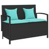 vidaXL Garden Storage Bench with Cushion Black Poly Rattan