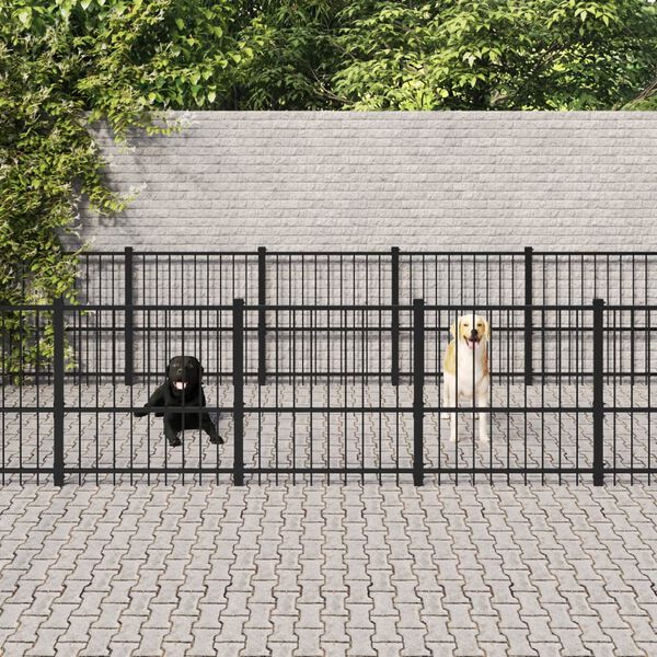 vidaXL Outdoor Dog Kennel Steel 16.94 m&sup2;