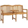 vidaXL Handcarved Rose Bench 155 x 60 x 94 cm Solid Teak Wood Natural