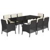 vidaXL 9 Piece Garden Dining Set with Cushions Black Poly Rattan