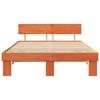 vidaXL Bed Frame with Headboard Wax Brown 140 x 200 cm Solid Pine Wood