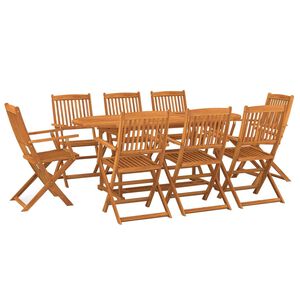 vidaXL Dining Set | Natural Wood | Solid Acacia wood | Large | Foldable