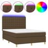 vidaXL Box Spring Bed with Mattress&LED Dark Brown 140x200 cm Fabric