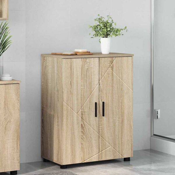 vidaXL Bathroom Cabinet with Storage Sonoma Oak 60 x 35 x 80 cm
