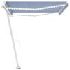 vidaXL Manual Retractable Awning with LED 400x350 cm Blue and White