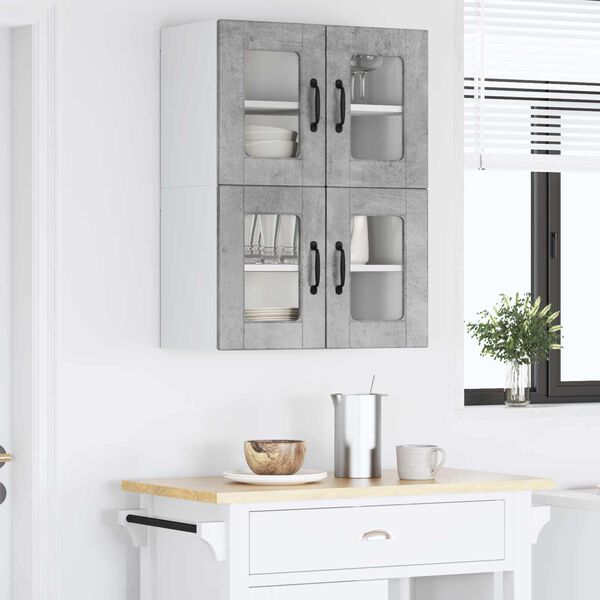 vidaXL Kitchen Cabinet with Shelf 2 pcs Concrete Grey 60 x 31 x 40 cm