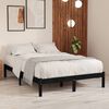 vidaXL Bed Frame without Mattress Black Solid Wood Double