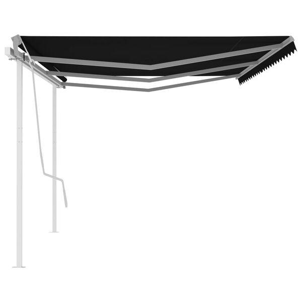 vidaXL Manual Retractable Awning with Posts 6x3.5 m Anthracite