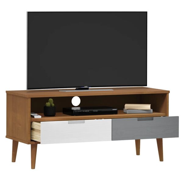 vidaXL TV Cabinet MOLDE Brown 106x40x49 cm Solid Wood Pine