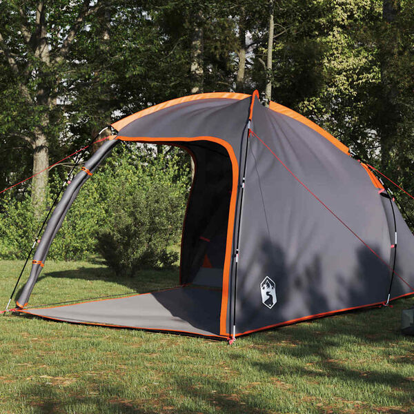 vidaXL Tent Cabin with Roof Grey and Orange 370 x 230 x 185 cm