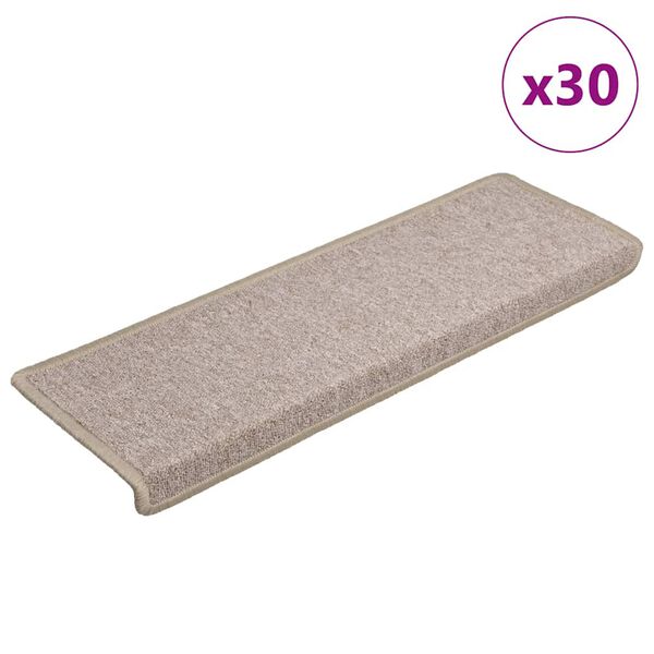 vidaXL Stair Mats 30 pcs 65x21x4 cm Taupe Rectangular Edge