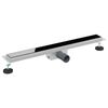 vidaXL Shower Drain with Glass Cover Black 80 cm Stainless Steel 304