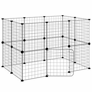 vidaXL 20-Panel Pet Cage with Door Black 105x70x70 cm Steel