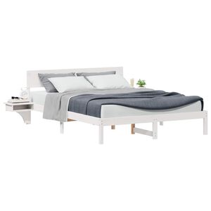 vidaXL Bed Frame with Headboard White 150 x 200 cm Solid Pine Wood