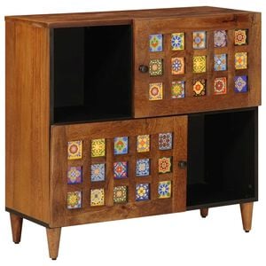 vidaXL Sideboard with Storage Walnut 80 x 33 x 75 cm Solid Mango Wood