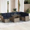 vidaXL 9 Piece Garden Sofa Set with Cushions Grey Poly Rattan