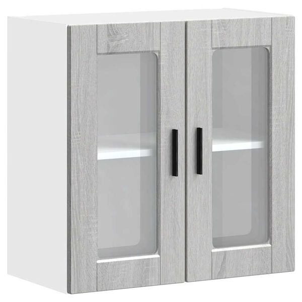 vidaXL Kitchen Wall Cabinet with Glass Door Porto Grey Sonoma