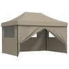 vidaXL Foldable Party Tent Pop-Up with 4 Sidewalls Taupe