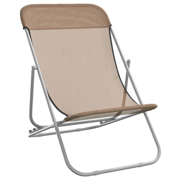 vidaXL Folding Beach Chairs 2 pcs Taupe Textilene&Powder-coated Steel