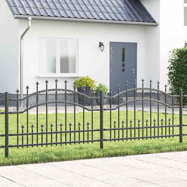 vidaXL Garden Fence Grey 240 x 118 cm Powder-coated steel