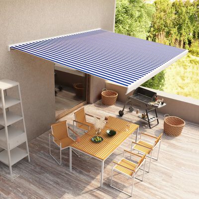 vidaXL Manual Cassette Awning 300x250 cm Blue and White