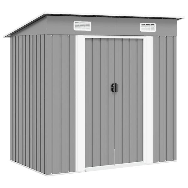 vidaXL Garden Shed Grey Metal