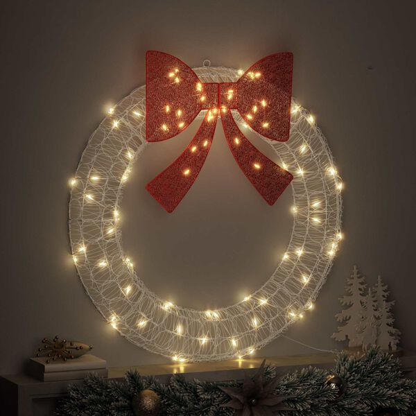 vidaXL Wreath with 80 LEDs Warm white 92 x 92 x 9.5 cm Acrylic