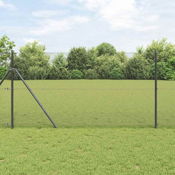 vidaXL Fence Post Grey 25 x 1 m (12 x 12 mm mesh) Steel