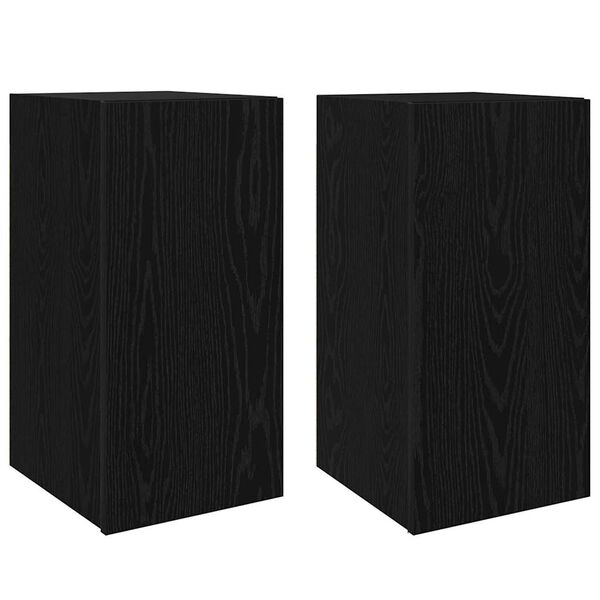 vidaXL Wall TV Cabinet Wall-mounted 2 pcs Black Oak 30.5 x 30 x 60 cm