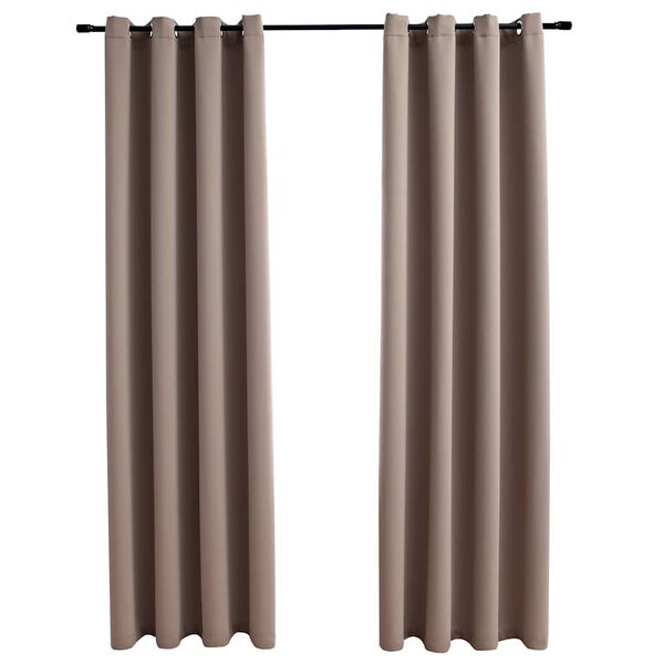 vidaXL Blackout Curtains with Metal Rings 2 pcs Taupe 140x175 cm