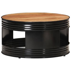 vidaXL Coffee Table | Black | Solid Acacia Wood | Medium | Round