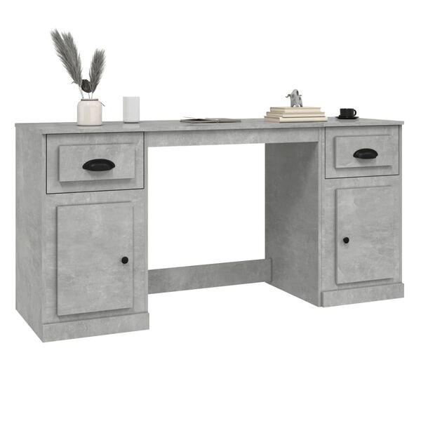 vidaXL Desk with Cabinet Concrete Grey Engineered Wood