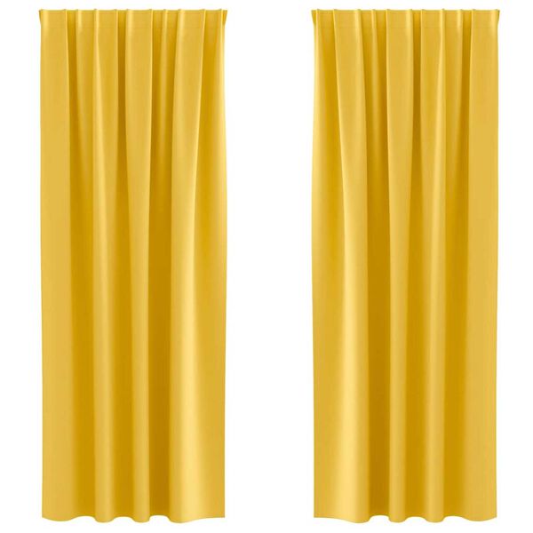 vidaXL Blackout Curtains with Rings 2 pcs Mustard Yellow 225 x 140 cm