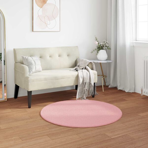 vidaXL Faux Rabbit Fur Rug Olite Pink &Oslash; 80 cm Polyester
