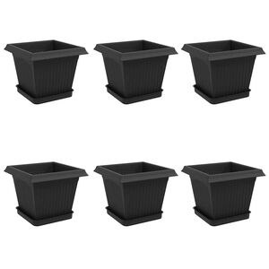 vidaXL Plant Pots 6 pcs Black 20 x 20 x 16 cm Plastic