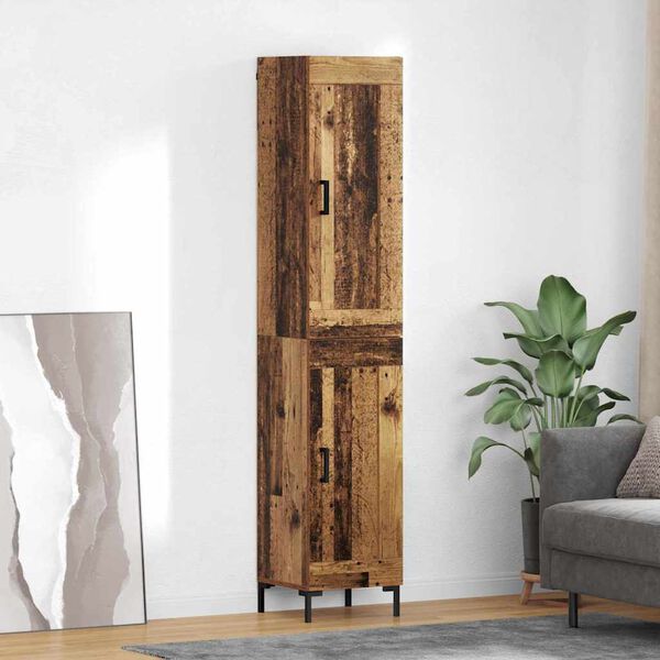 vidaXL Highboard Old Wood 34.5 x 34 x 180 cm Engineered Wood