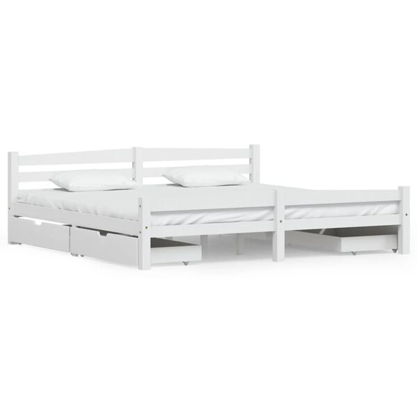 vidaXL Bed Frame without Mattress White Solid Wood Pine 200x200 cm