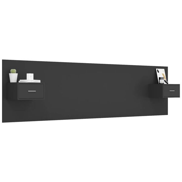 vidaXL Bed Headboard with Cabinets Black Engineered Wood