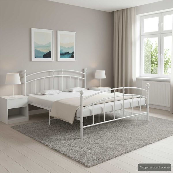 vidaXL Bed Frame without Mattress White Metal 140x200 cm