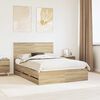 vidaXL Bed Frame with Drawer Sonoma Oak 140 x 200 cm Engineer Wood