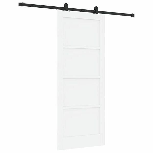 vidaXL Sliding Door White and Black 83 x 202 cm Solid Pine Wood