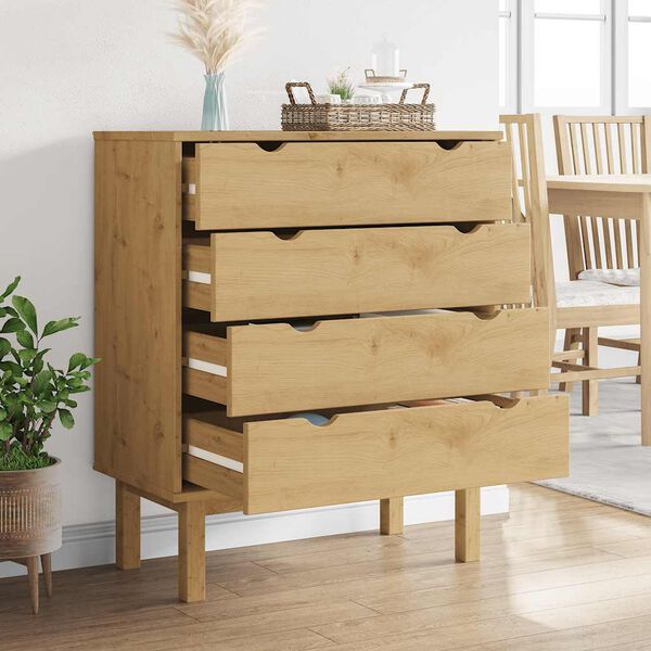vidaXL Drawer Cabinet OTTA 76.5x39.5x90cm Solid Wood Pine